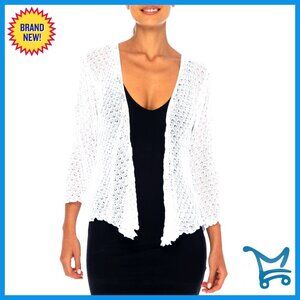 Lightweight Cotton Cardigan Shrug 3/4 Sleeve Tie Front Loose Fit